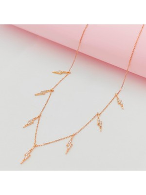 925 Gümüş Gümüş Şimşek Model Sallantılı Kolye 925 Ayar