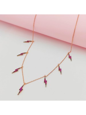 925 Gümüş Gümüş Şimşek Model Sallantılı Kolye 925 Ayar