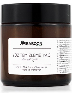 Baboon Natural Baboon Yüz Temizleme Yağı - Oil To Milk Face Cleanser 100ML