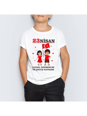 Morinna 23 Nisan Atatürk Baskılı Unisex Çocuk Tişört T-Shirt Mr-05