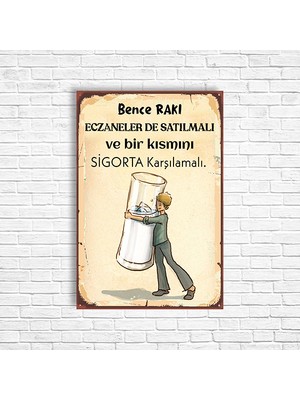 Trend Poster Rakı Alkol Retro Ahşap Poster