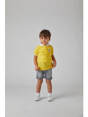 Çizgi Kids Erkek Çocuk I Love Sunny Days Baskılı Sarı Lacoste Gri Kot Şort Ikili Takım