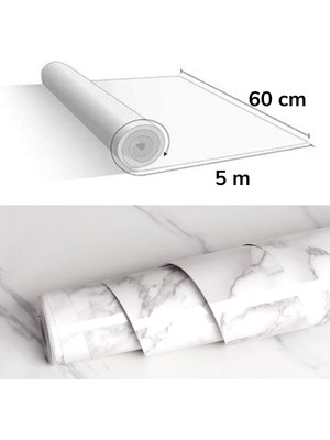 Alife 5mt x 60 cm Mermer Desenli Masa Tezgah Mutfak Su Geçirmez Yapışkanlı Folyo Sticker