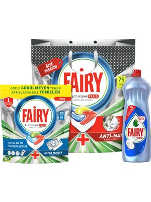Fairy Platinum Plus Ramazan Bereketi Paketi (108’li Fairy Platinum Plus Bulaşık Makine Deterjanı Tablet + Fairy Platinum Hijyen 1000ml Sıvı Bulaşık Deterjanı)