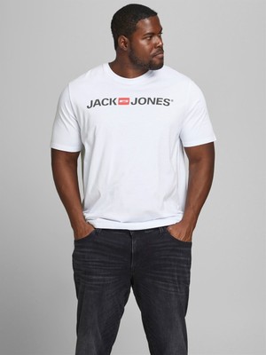 Jack & Jones 2YETSBS32580  12184987 On  Buyuk Beden 0 Yaka Kısa Kol Tshirt Beyaz