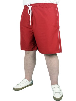 Modexl Büyük Beden Erkek Deniz Şortu White Line 21451 Bordo