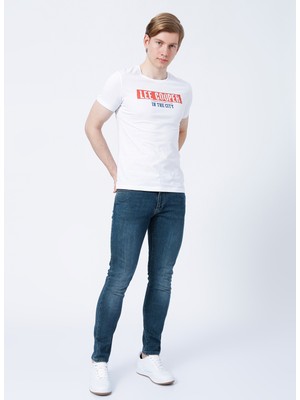 Lee Cooper Bisiklet Yaka Slim Fit Baskılı Beyaz Erkek T-Shirt - 222 LCM 242023 Real