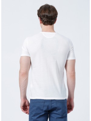 Lee Cooper Bisiklet Yaka Slim Fit Düz Kırık Beyaz Erkek T-Shirt - 222 Lcm 242055 Gael