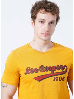 Lee Cooper Bisiklet Yaka Slim Fit Baskılı Hardal Erkek T-Shirt - 223 LCM 242026 Hardy