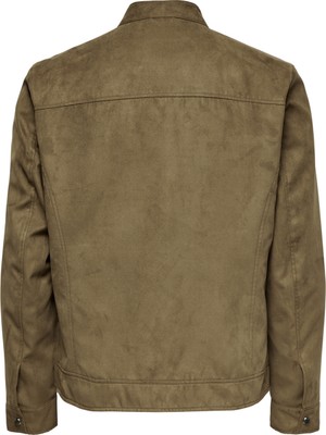 Only & Sons Dik Yaka  Normal Kalıp Düz Taba Erkek Mont  -  22021446_ONSWILLOW Fake Suede