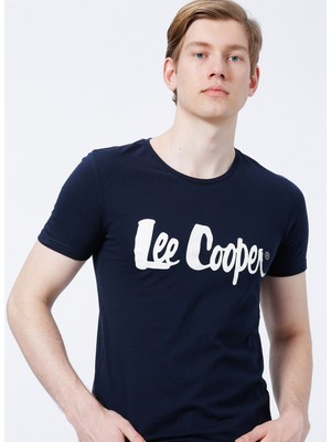 Lee Cooper Bisiklet Yaka Slim Fit Baskılı Lacivert Erkek T-Shirt - 222 LCM 242065 London Logo