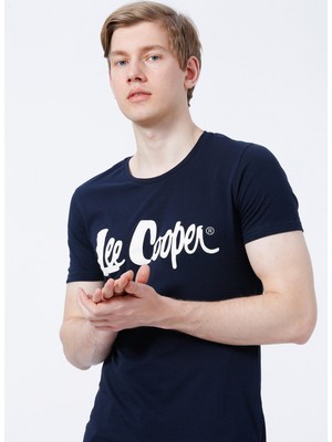 Lee Cooper Bisiklet Yaka Slim Fit Baskılı Lacivert Erkek T-Shirt - 222 LCM 242065 London Logo