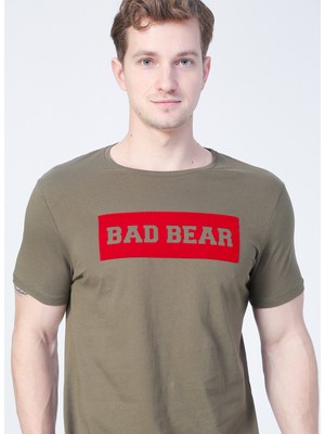 Bad Bear 22.01.07.013_Flog O Yaka Normal Kalıp Baskılı Haki Erkek T-Shirt