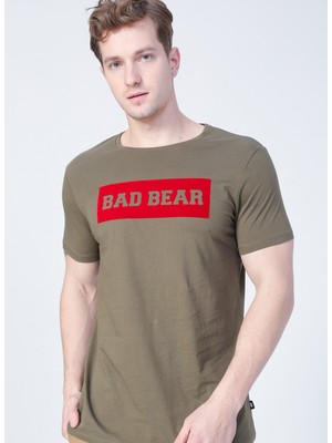 Bad Bear 22.01.07.013_Flog O Yaka Normal Kalıp Baskılı Haki Erkek T-Shirt