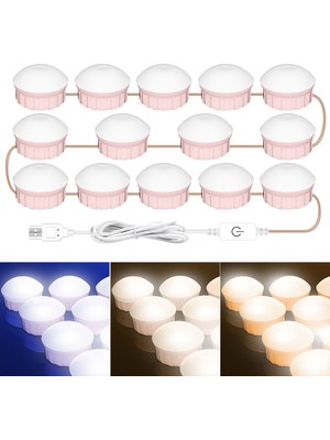 Puluz 14 Led Usb Üç Renkli Karartma Aynası Ön Işık Beyaz (Yurt Dışından)