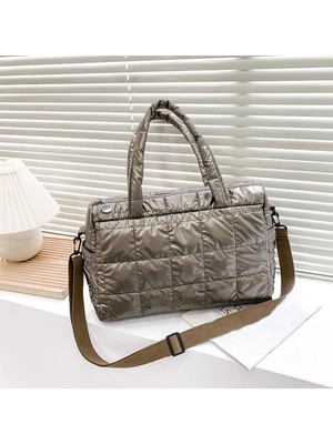 Surjion Kadınlar Kış Sıcak Aşağı Omuz Çantası Çanta Cüzdan Trendy Crossbody Çanta Şampanya