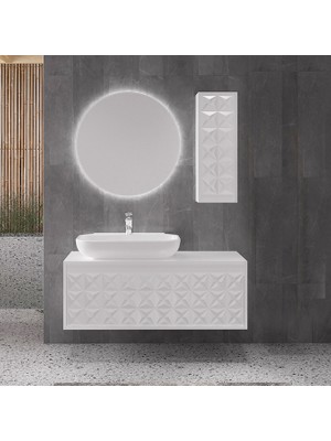 Denko Monart Plus 110 cm High Gloss Lake Banyo Dolabı Takımı