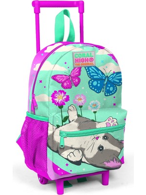 Coral High Sevimli Kedi Baskılı Anaokul Çekçek Çantası - Kız Çocuk