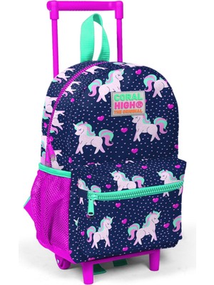 Coral High Unicorn Baskılı Anaokul Çekçek Çantası Kız Çocuk İçin 22x33x10 cm İki Bölmeli