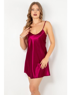 Miorre Kadın İnce Askılı Gecelik %100 Saten Kadifemsi Doku ile Şık ve Rahat