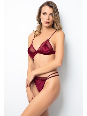 Miorre Bliss Velvet Tül Detaylı Kadife Bralet Takım