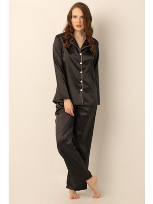 Doremi Uzun Kollu Saten Pijama Takımı