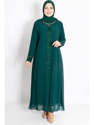 Modaviki Pul Payet Detaylı Abiye Yeşil MDA2218