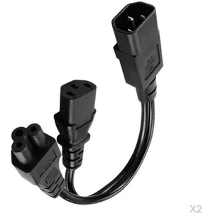 2x Iec C14 To C13 + C5 Erkek Bayan Y Splitter Güç Kablosu Ups Adaptörü Kurşun