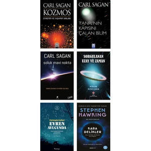 Kozmos + Tanrının Kapısını Çalan Bilim + Soluk Mavi Nokta (Carl Sagan) + Sorgulanan Uzay ve Zaman + Evren Avucunda (Chritophe Galfard) + Kara Delikler (Stephen Hawking) - 6 Kitap Set