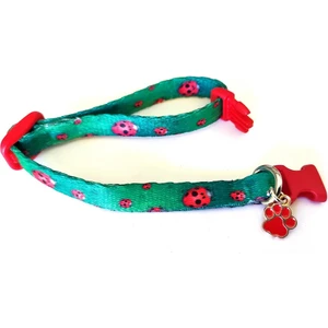 Kedi Tasması, Uğur Böceği Desenli El Yapımı Özel Üretim, Boy 17CM-28CM