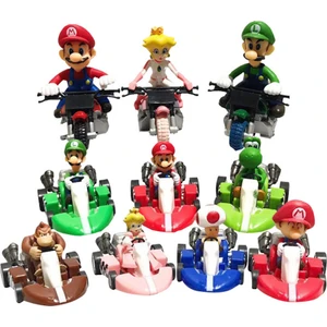10 Adet Süper Mario Bros Kart Geri Çekin Araba Motosiklet Pvc Action Figure Oyuncak (Yurt Dışından)