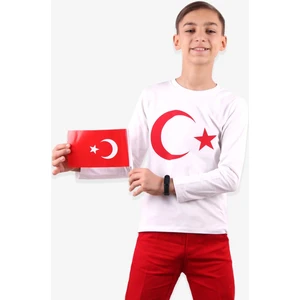 Bayrak Baskılı Uzun Kollu 23 Nisan 19 Mayıs 30 Ağustos 10 Kasım Süper Kalite Unisex Çocuk T-Shirt