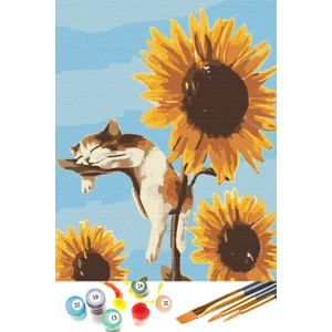 Sayılarla Boyama Seti 40 x 50 cm Tuval Şasesine Gerili Ayçiçek Keyfi