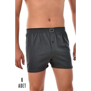 6 Adet Tutku Pamuklu Düğmeli Erkek Boxer Füme 0117