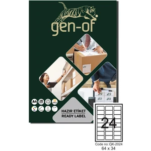GK-2024 Laser Etiket 64X34 100 Sayfa 2400 Etiket