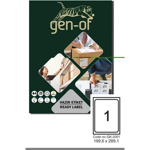 GK-2001 Laser Etiket 199.6X289.10 100 Sayfa 100 Etiket