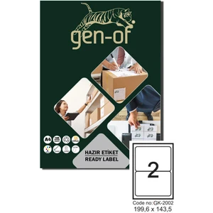GK-2002 Laser Etiket 199.6X143.50 100 Sayfa 200 Etiket