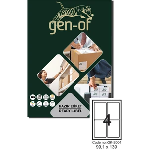 GK-2004 Laser Etiket 99.10X139 100 Sayfa 400 Etiket