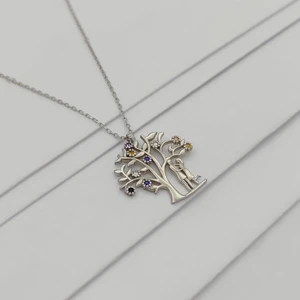 925 Gümüş Gümüş Yaşam Ağacı Kolye 925 Ayar