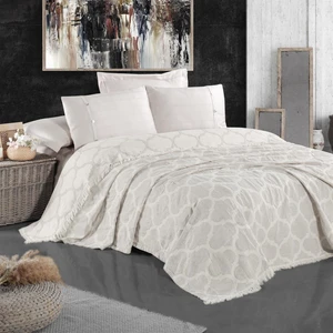 Damask Design Çift Taraflı Jakarlı Keten Pamuk Dokuma Battal Boy(King Size) 240X260CM Antialejik Nefes Alabilen Dört Mevsim Pike Yatak Örtüsü
