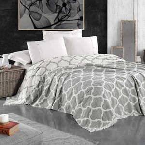 Damask Design Çift Taraflı Jakarlı Keten Pamuk Dokuma Battal Boy(King Size) 240X260CM Antialejik Nefes Alabilen Dört Mevsim Pike Yatak Örtüsü