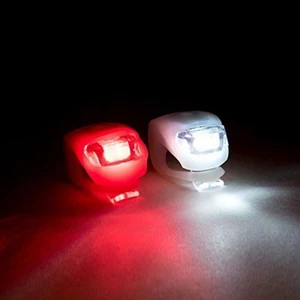 Silikon LED Bisiklet Lambası 2'li Fener Ön ve Arka Stop Işık Aydınlatma Seti - Silikon Kurbağa Başı