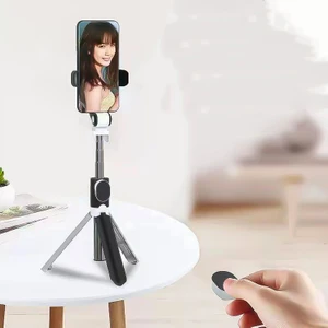Else Nippon Siyah-Beyaz Bluetooth Kumandalı Selfie Çubuğu-Tripod Vlog Telefon Tutucu
