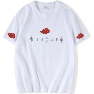 Amor Man Japon Anime Bulut Baskılı Pamuklu Ter Tutmayan Oversize Bol Kesim Erkek T-Şört