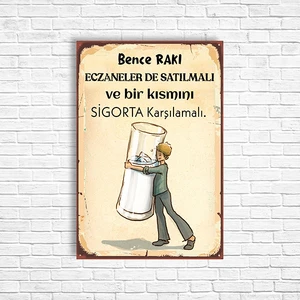 Rakı Alkol Retro Ahşap Poster
