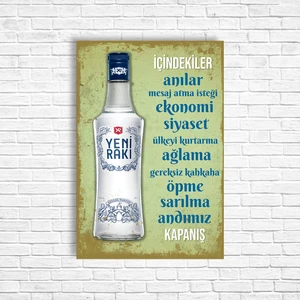 Alkol Rakı Retro Ahşap Poster