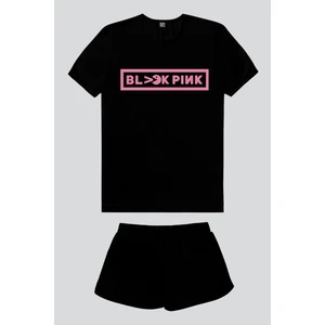 Blackpink Pac Siyah Kısa Kollu Kadın Şort Takımı