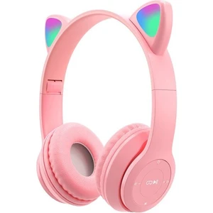 P47M Bluetooth Kedi Kulaklık Katlanabilir Sd Kart Girişli Mikrofonlu Kablosuz LED Işıklı