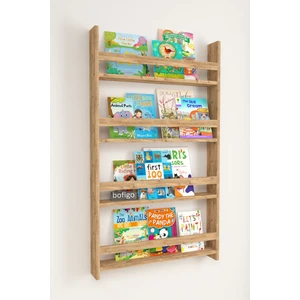 4 Raflı 120 x 74 cm Montessori Kitaplık Eğitici Çocuk Kitaplığı Çam