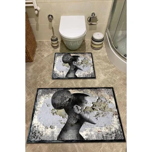 Woolly Halı Eskitme Desen Kadın Portresi 2'li Halı Takımı (60X100/40X60) - WL1318